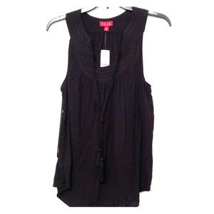 NWT Elle Black Sleeveless Peasant Blouse Size M